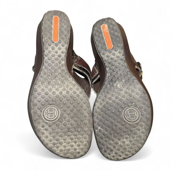 Cole Haan Women’s Size 7.5 Brown Leather Wedge Sandals Thong Flip Flop Air Comfo - Picture 5 of 8